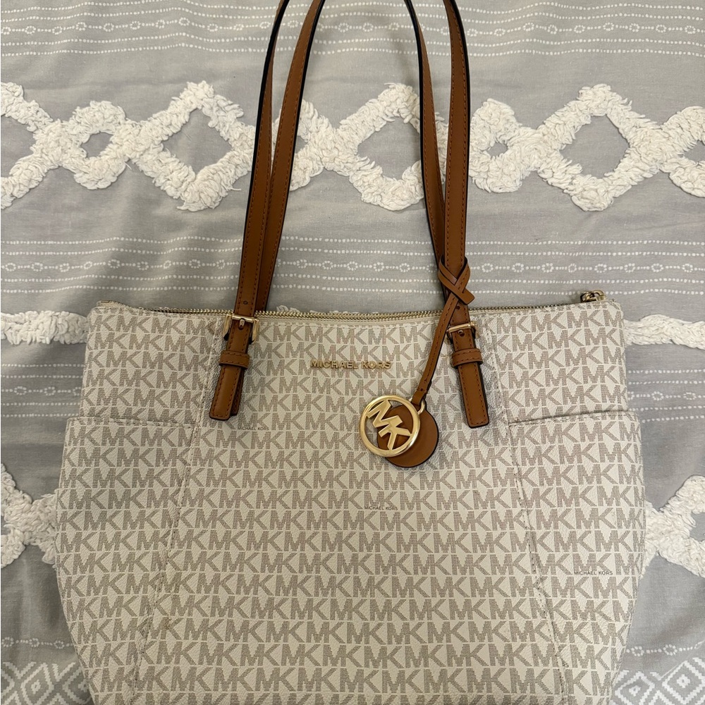 Michael Kors Beige and Brown Tote Bag